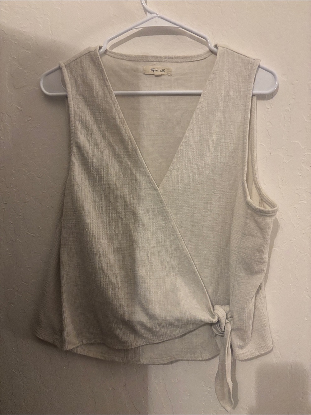 Madewell Ivory Wrap Tie-Side Sleeveless Camisole